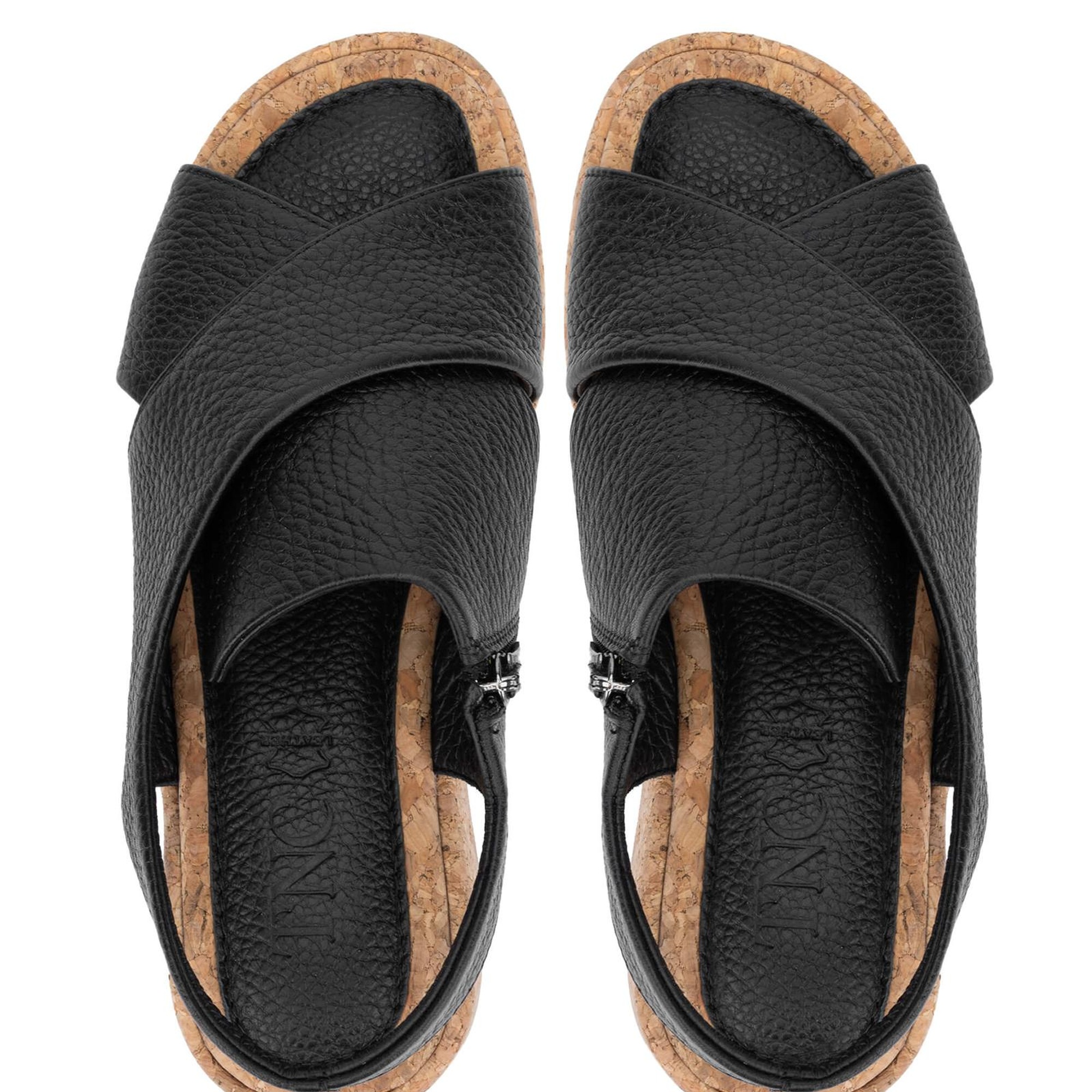 Tamer Tanca Kadın Hakiki Deri Siyah Sandalet Düz