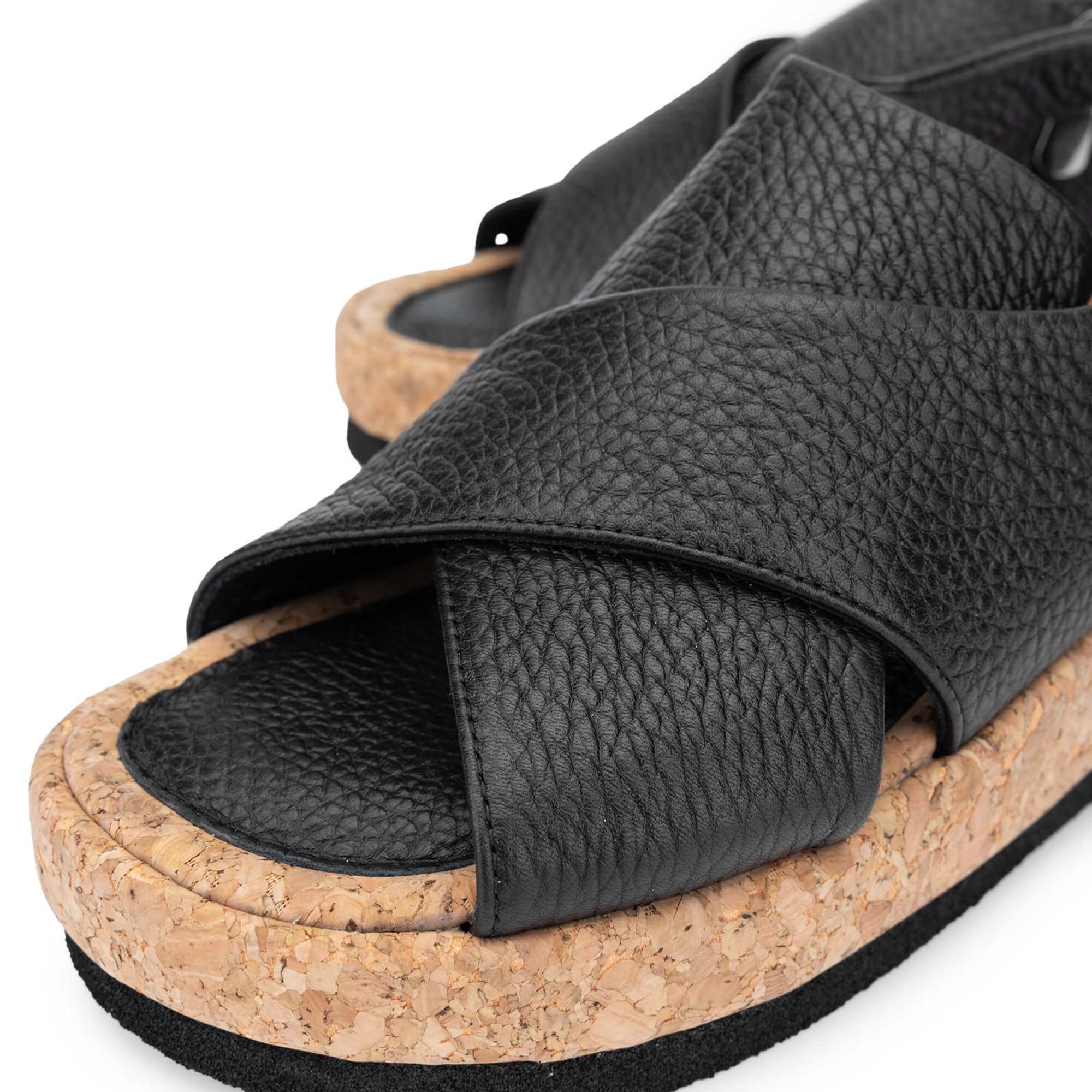 Tamer Tanca Kadın Hakiki Deri Siyah Sandalet Düz