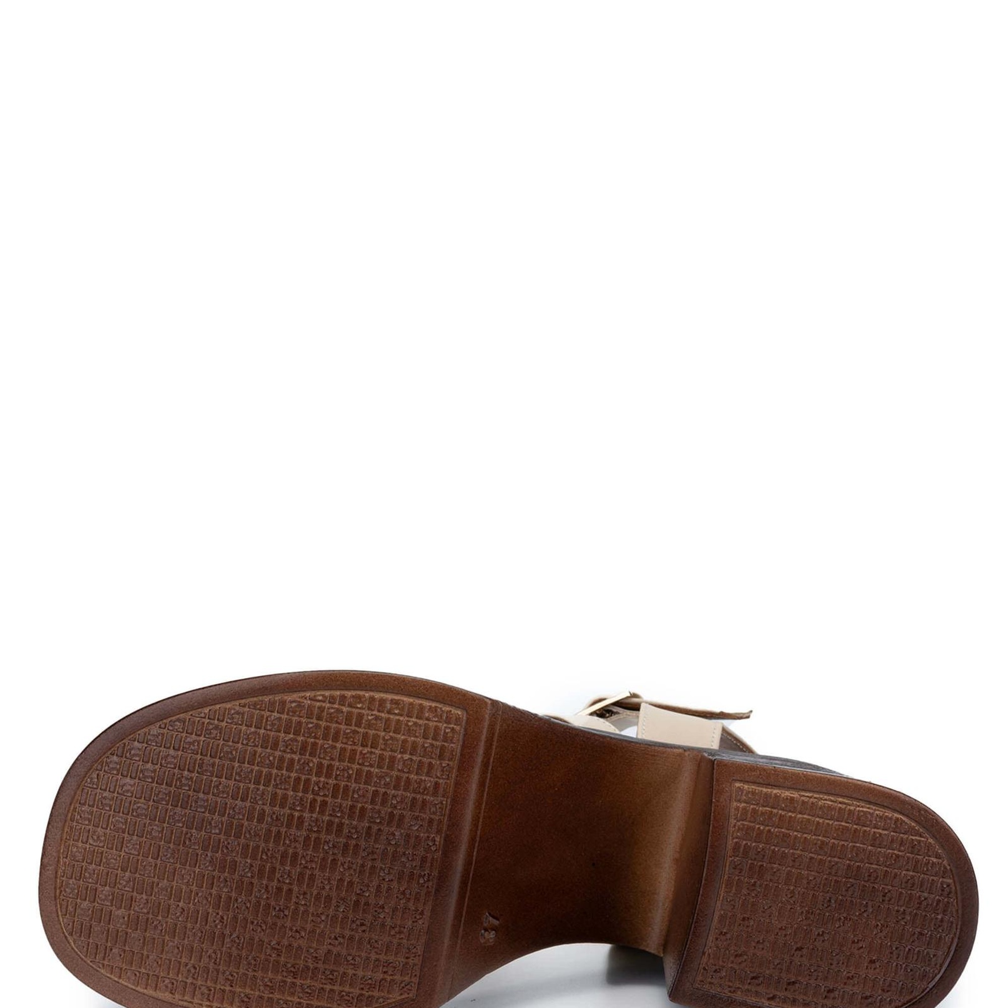 Tamer Tanca Kadın Hakiki Deri Bej Topuklu Sandalet