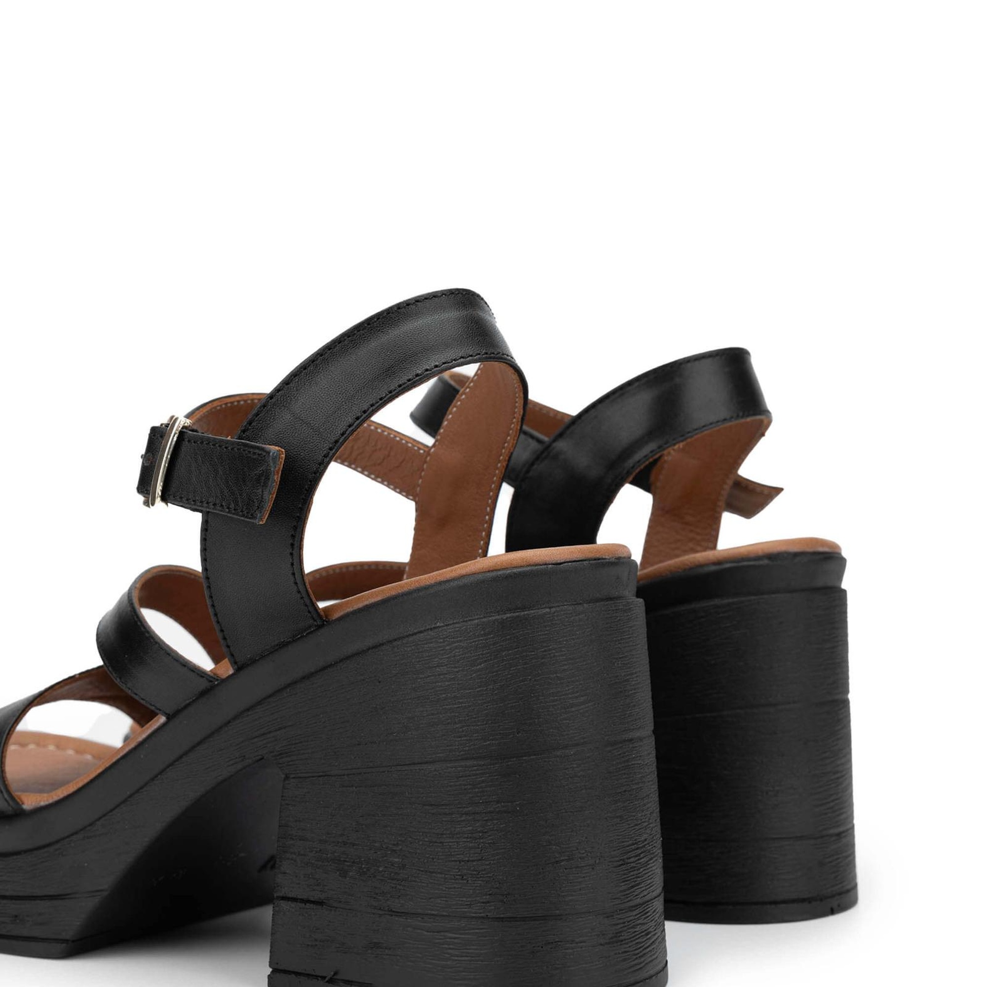 Tamer Tanca Kadın Hakiki Deri Siyah Deri Topuklu Sandalet