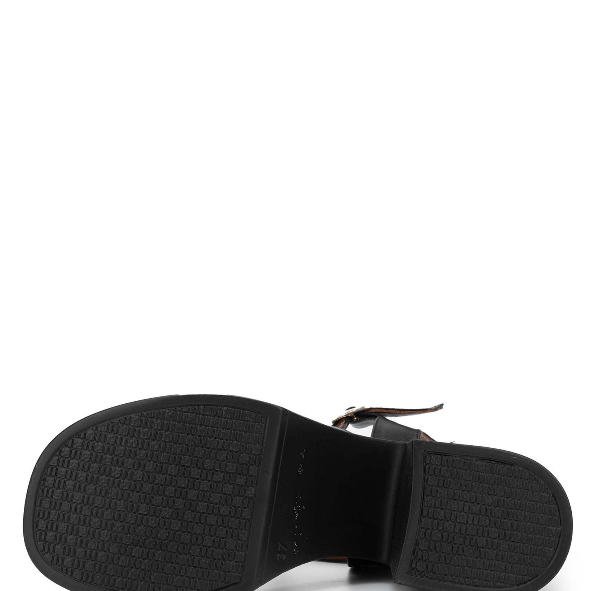 Tamer Tanca Kadın Hakiki Deri Siyah Deri Topuklu Sandalet