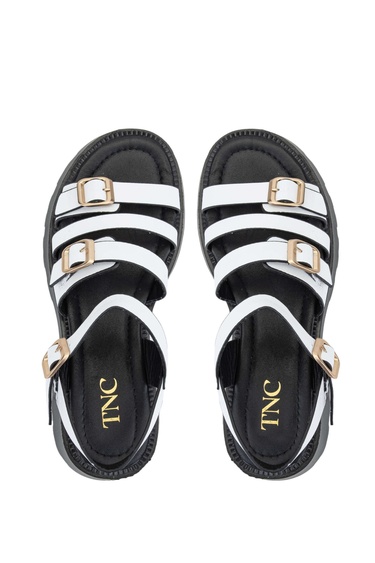  Tamer Tanca Kadın Hakiki Deri Beyaz Topuklu Sandalet