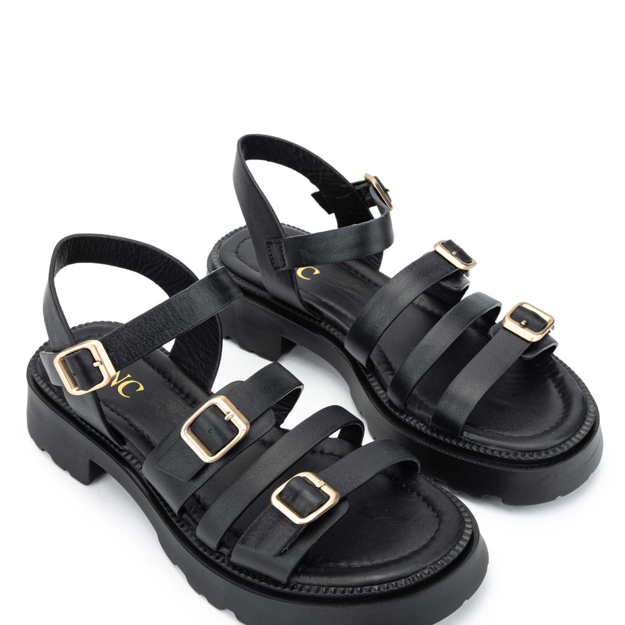 Tamer Tanca Kadın Hakiki Deri Siyah Deri Topuklu Sandalet