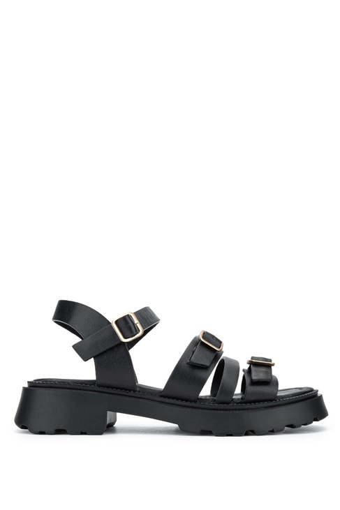  Tamer Tanca Kadın Hakiki Deri Siyah Deri Topuklu Sandalet