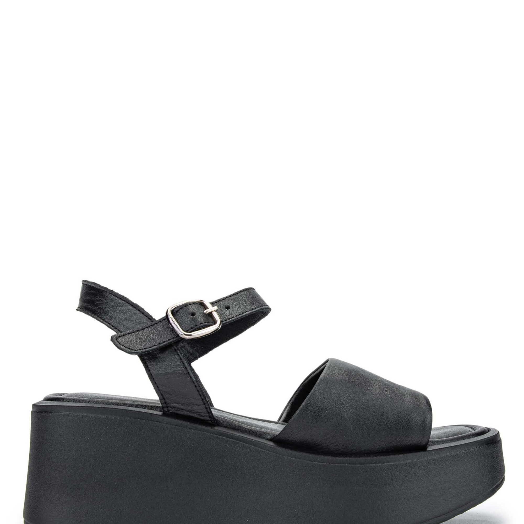 Tamer Tanca Kadın Hakiki Deri Siyah Deri Topuklu Sandalet