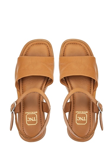  Tamer Tanca Kadın Hakiki Deri Taba Topuklu Sandalet