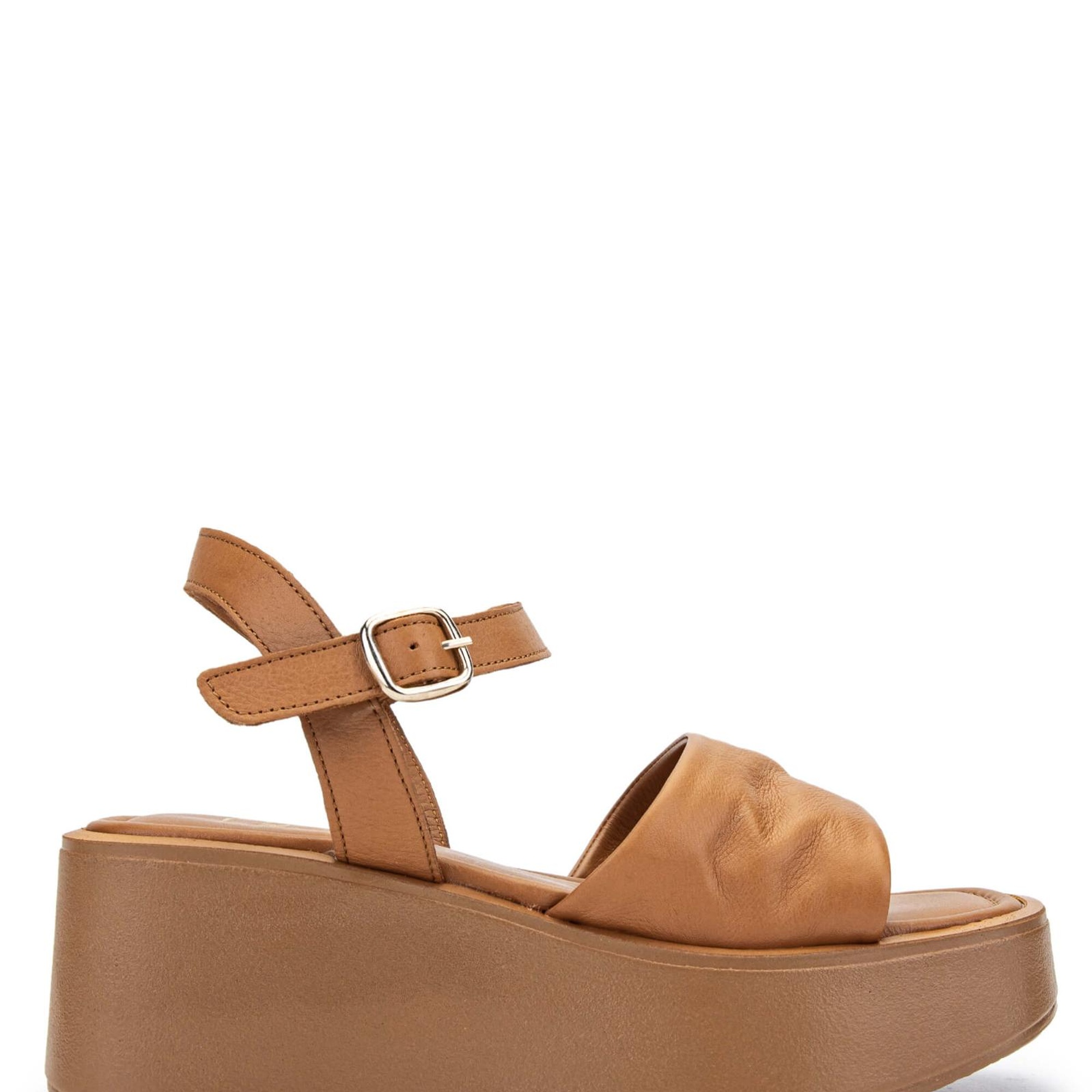 Tamer Tanca Kadın Hakiki Deri Taba Topuklu Sandalet