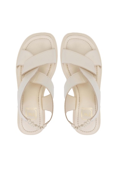  Tamer Tanca Kadın Hakiki Deri Bej Topuklu Sandalet