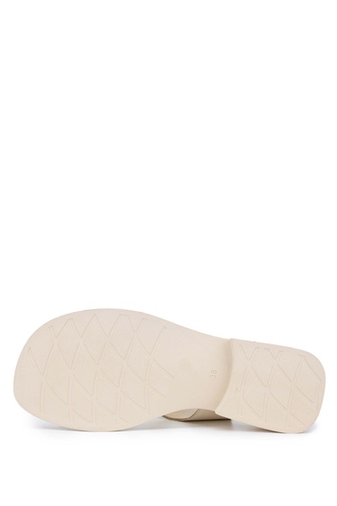  Tamer Tanca Kadın Hakiki Deri Bej Topuklu Sandalet