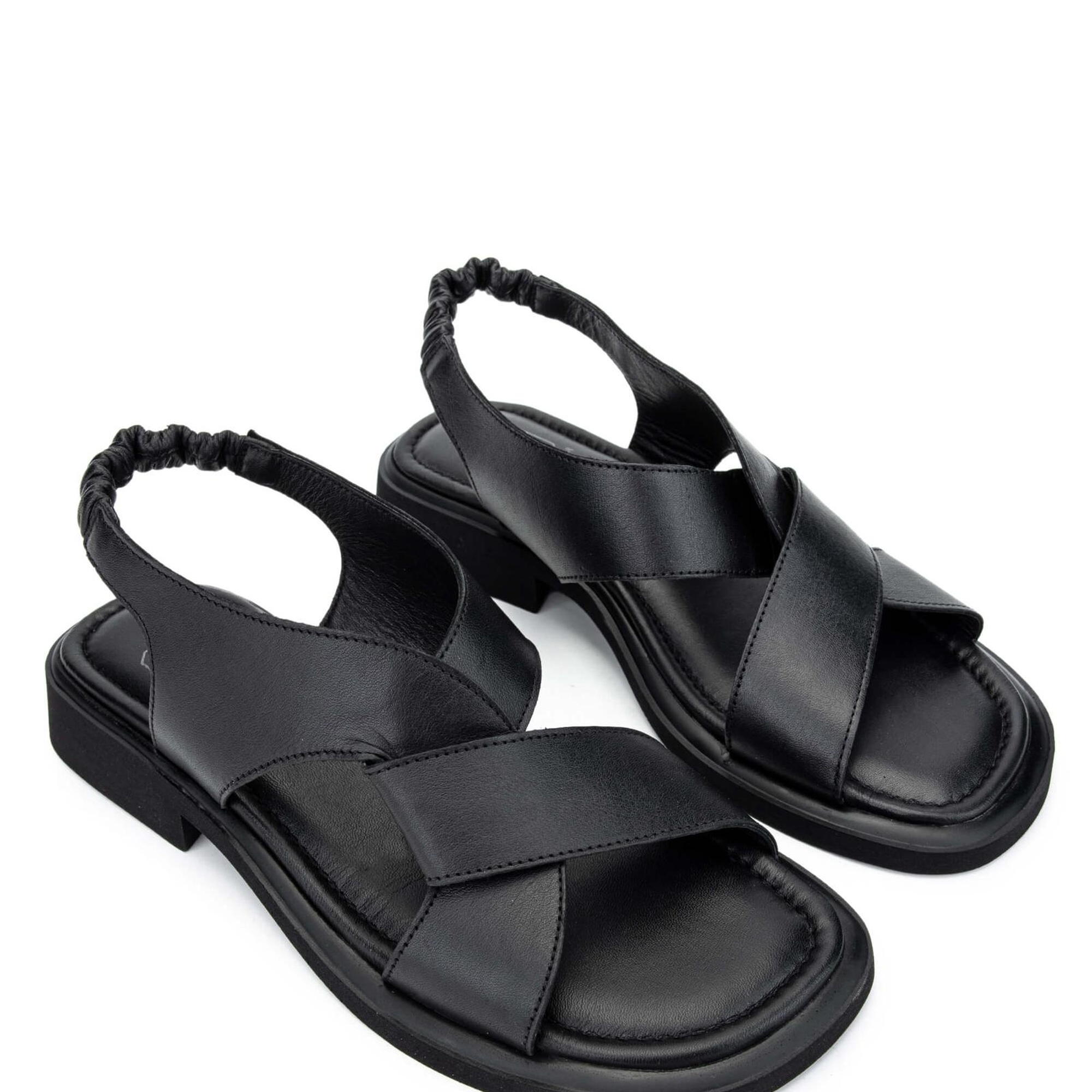 Tamer Tanca Kadın Hakiki Deri Siyah Deri Topuklu Sandalet