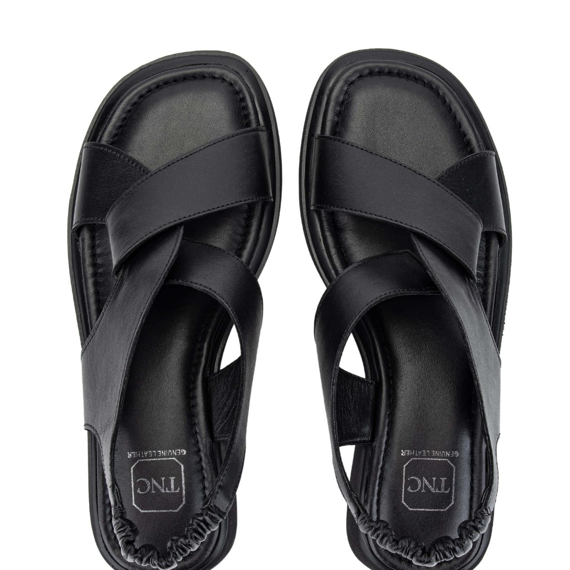 Tamer Tanca Kadın Hakiki Deri Siyah Deri Topuklu Sandalet