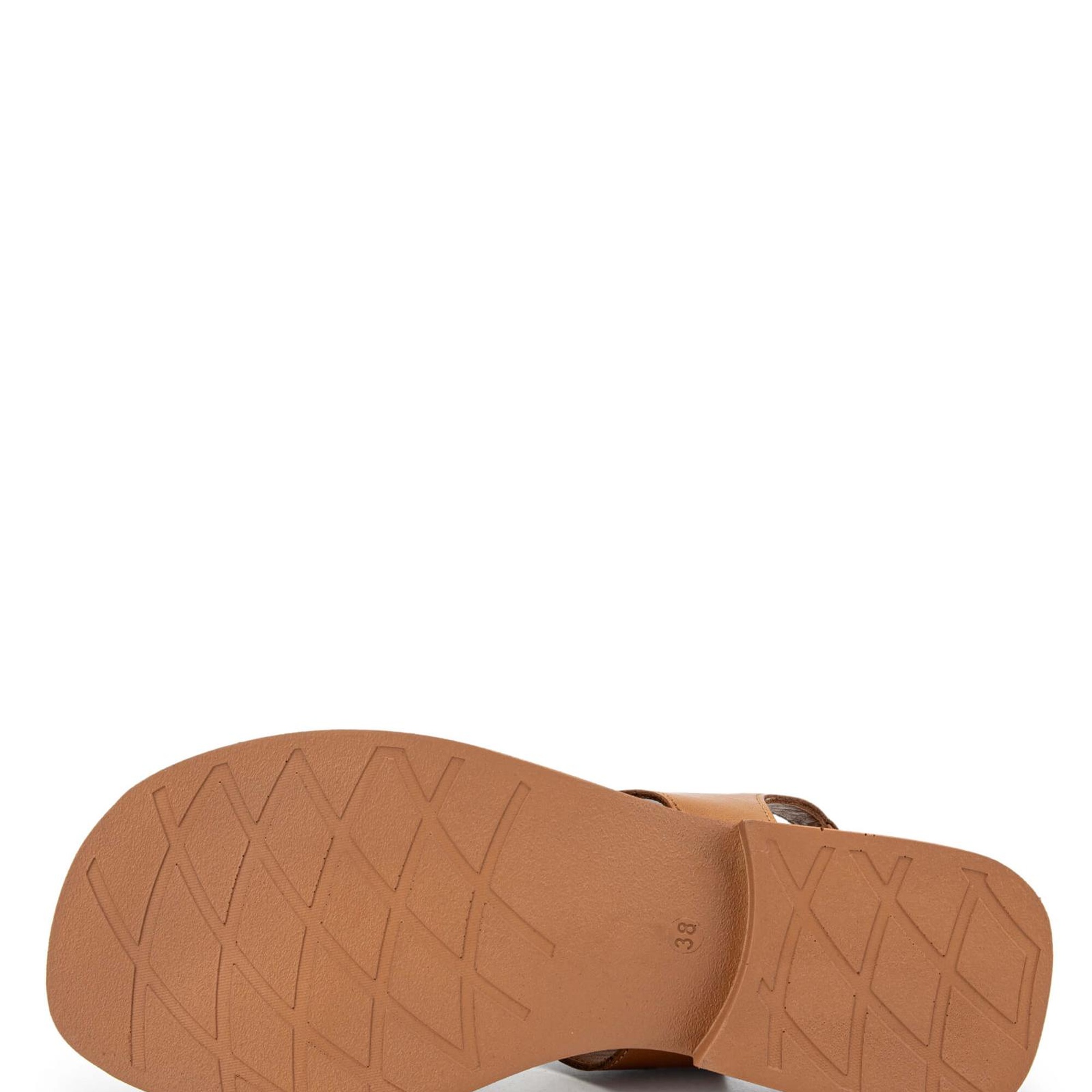 Tamer Tanca Kadın Hakiki Deri Taba Deri Topuklu Sandalet