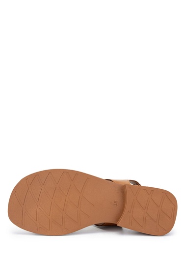  Tamer Tanca Kadın Hakiki Deri Taba Deri Topuklu Sandalet