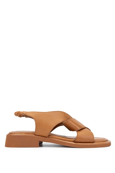  Tamer Tanca Kadın Hakiki Deri Taba Deri Topuklu Sandalet