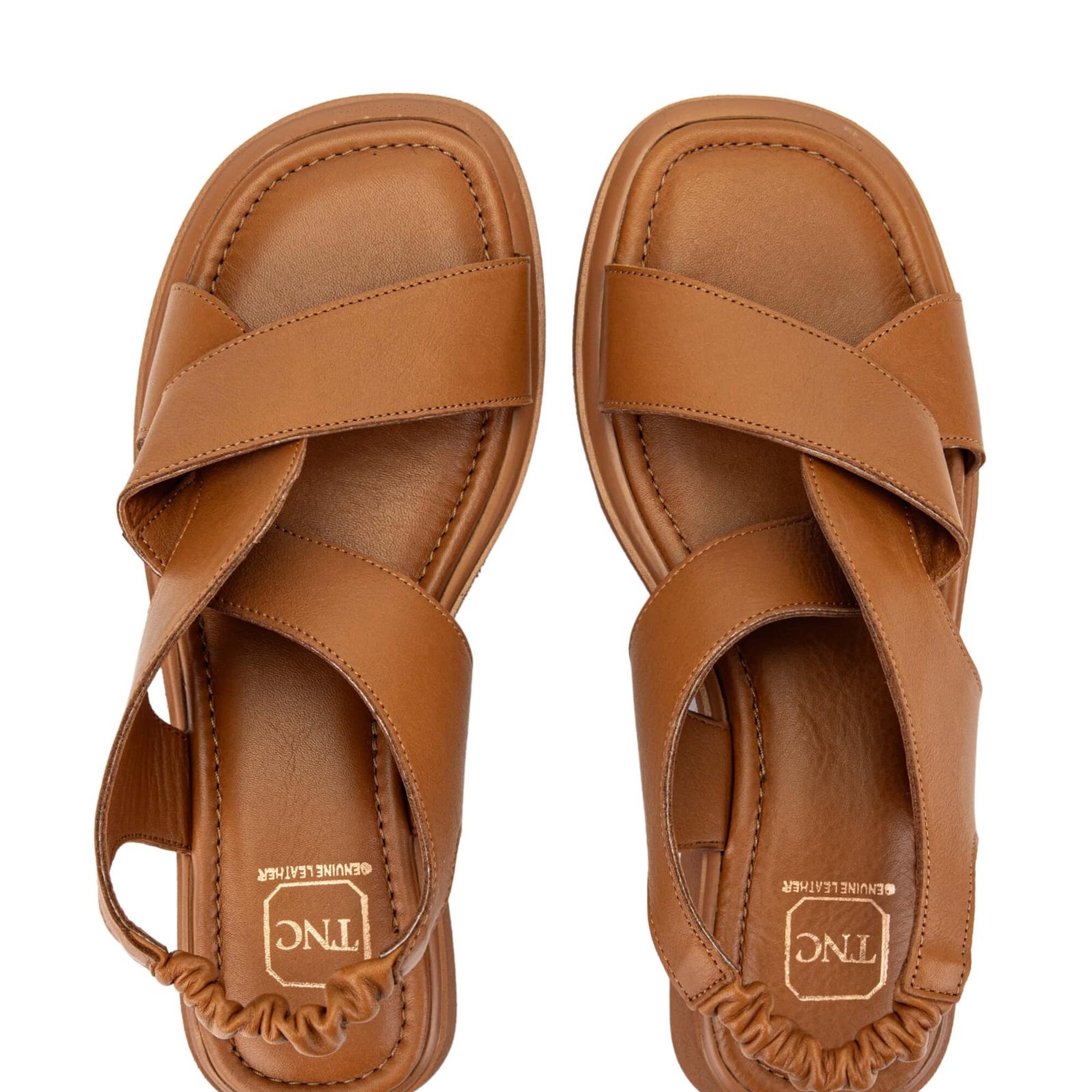 Tamer Tanca Kadın Hakiki Deri Taba Deri Topuklu Sandalet