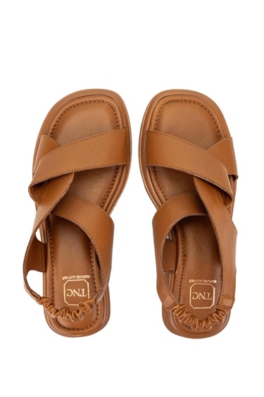  Tamer Tanca Kadın Hakiki Deri Taba Deri Topuklu Sandalet