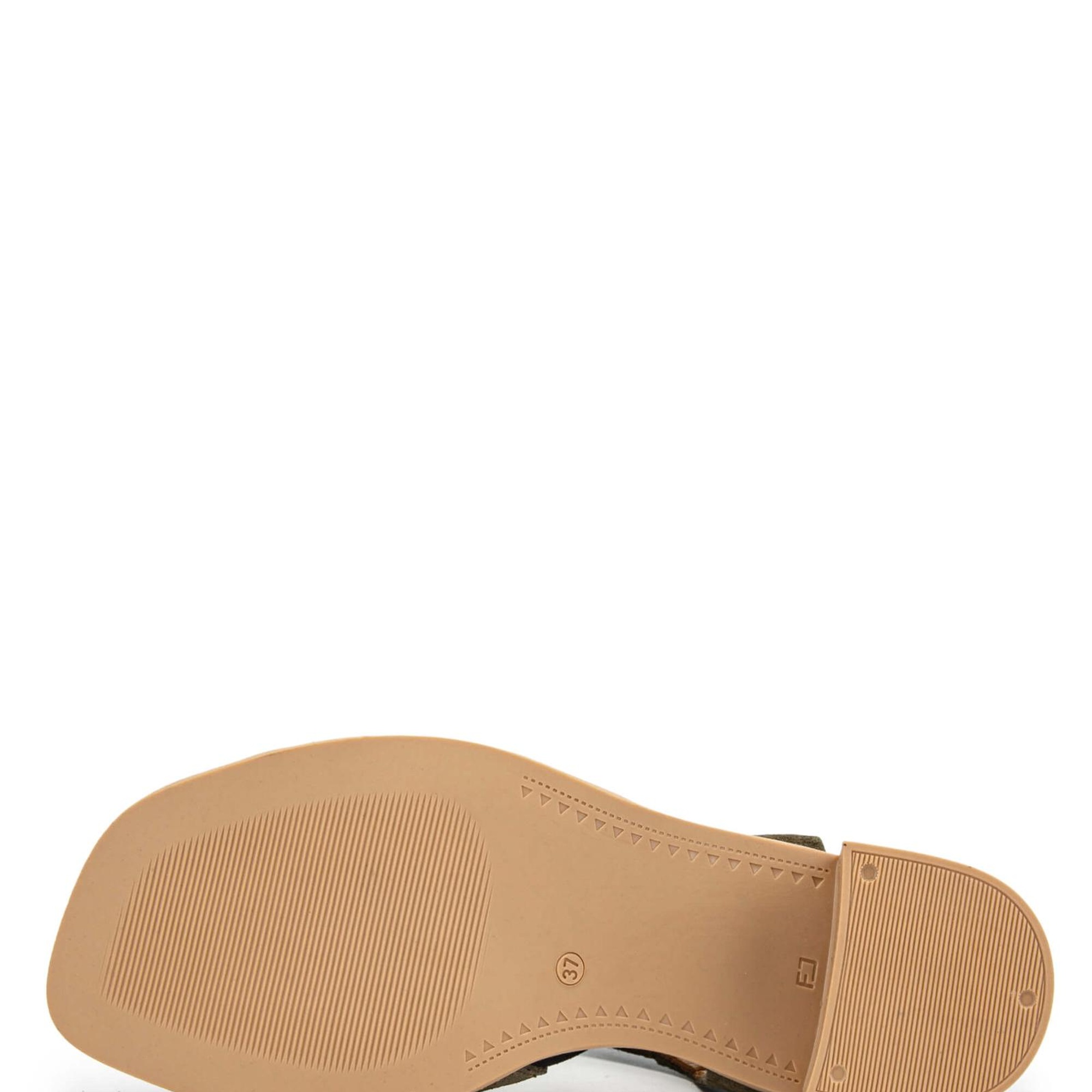 Tamer Tanca Kadın Hakiki Deri Haki Süet Topuklu Sandalet