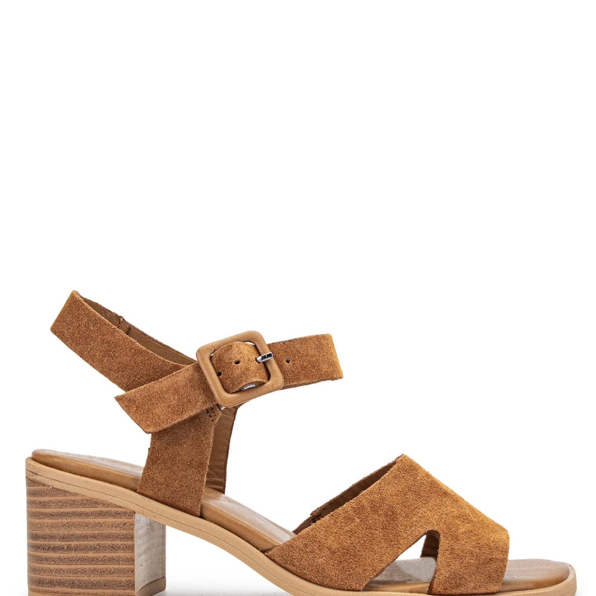 Tamer Tanca Kadın Hakiki Deri Tütün Süet Topuklu Sandalet