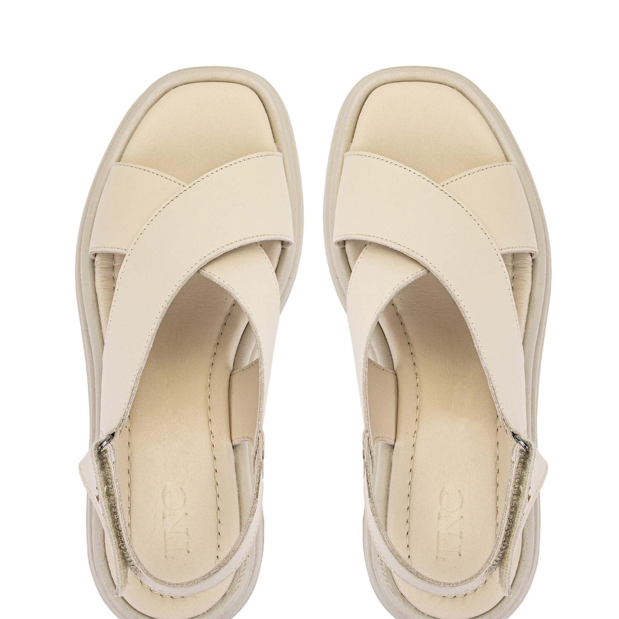 Tamer Tanca Kadın Hakiki Deri Bej Topuklu Sandalet