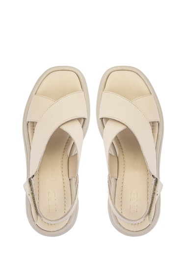  Tamer Tanca Kadın Hakiki Deri Bej Topuklu Sandalet