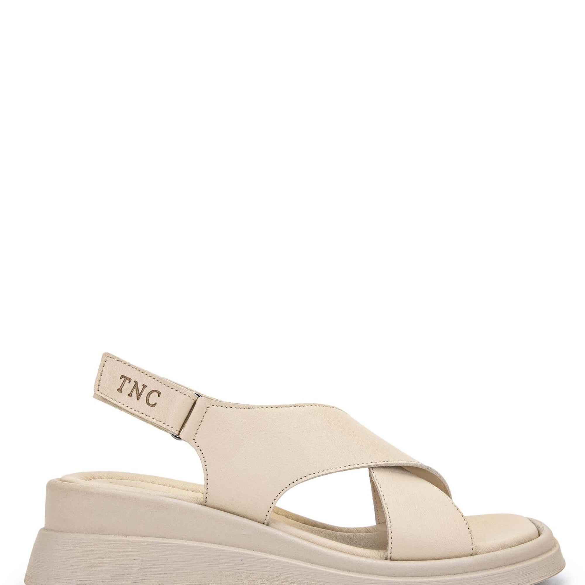 Tamer Tanca Kadın Hakiki Deri Bej Topuklu Sandalet
