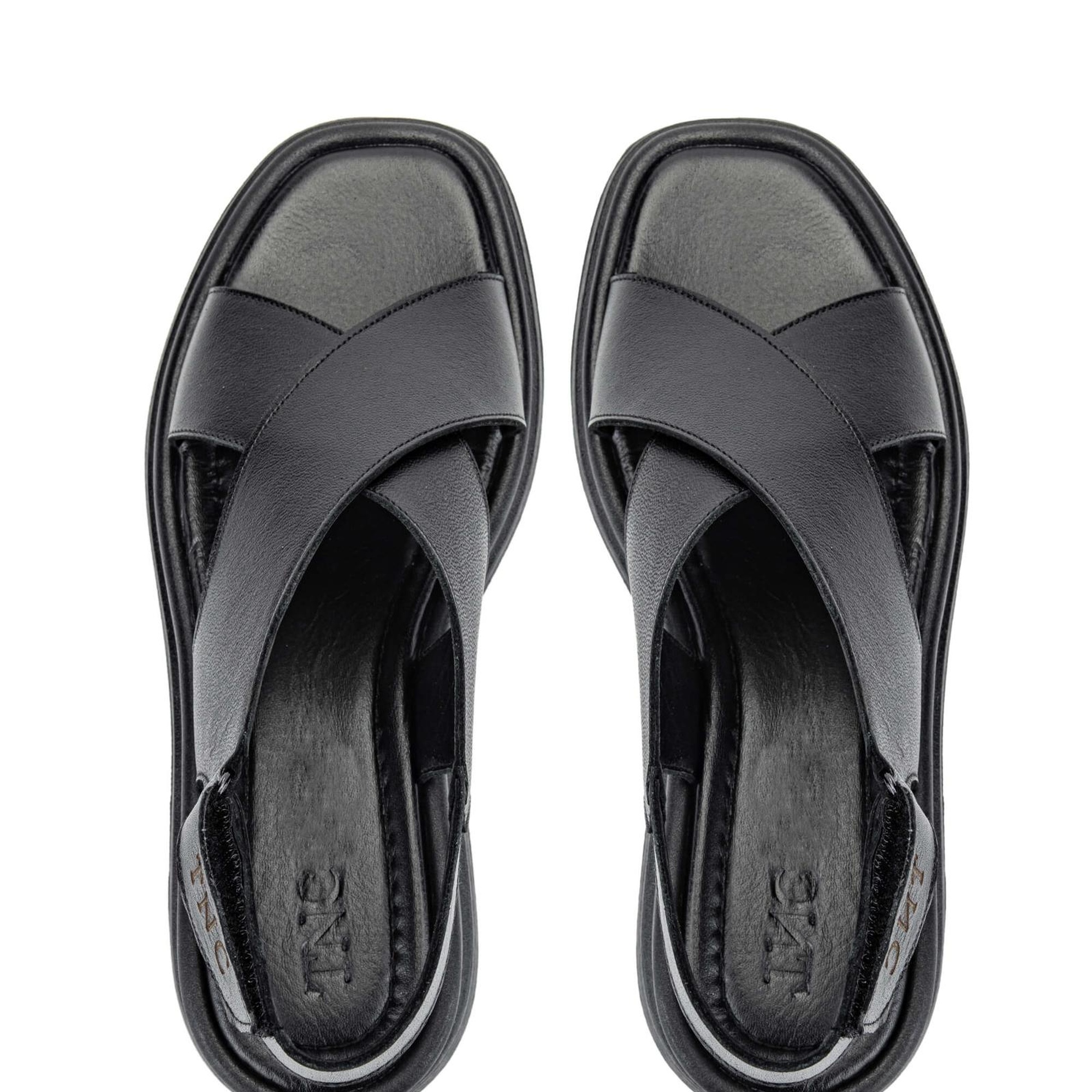 Tamer Tanca Kadın Hakiki Deri Siyah Deri Topuklu Sandalet