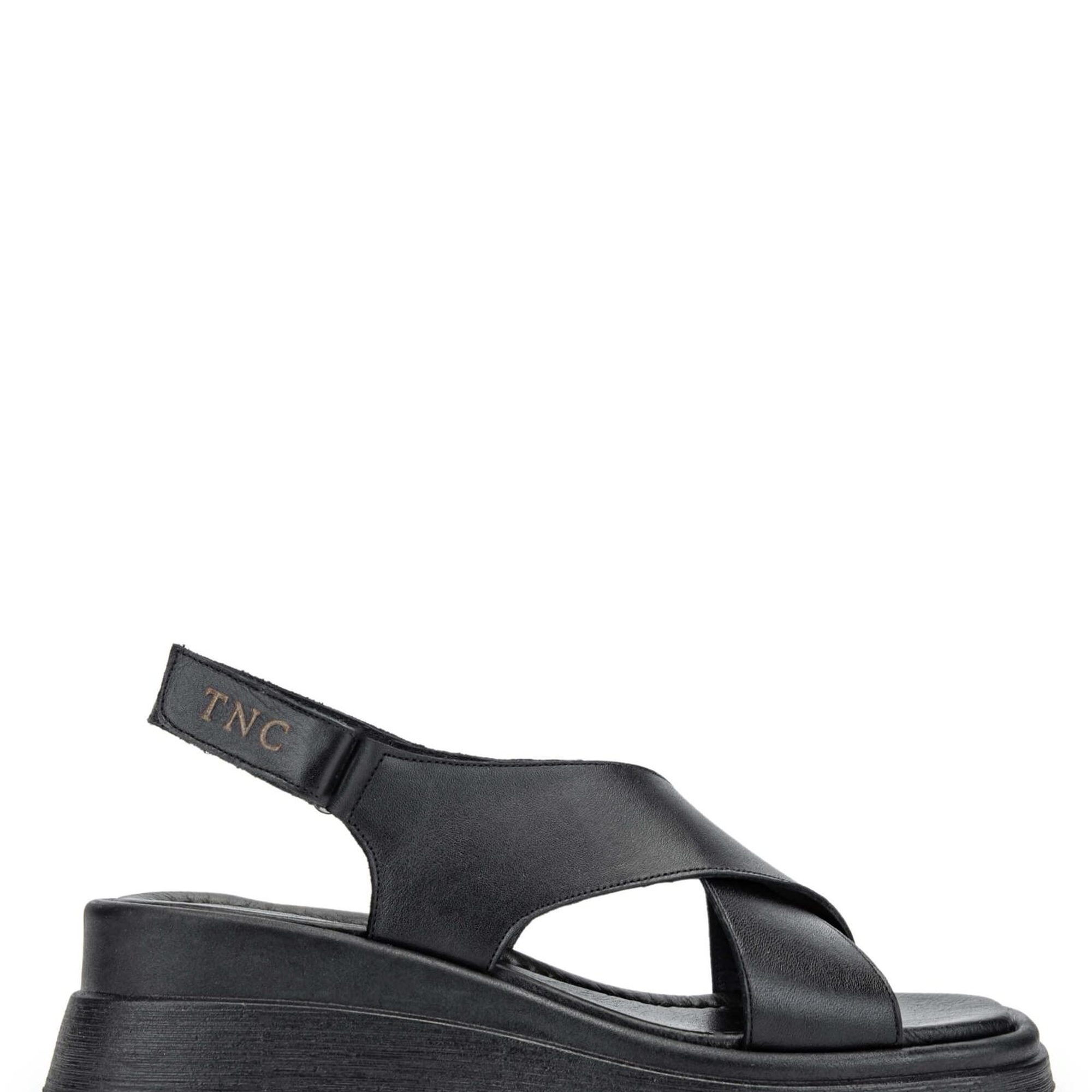 Tamer Tanca Kadın Hakiki Deri Siyah Deri Topuklu Sandalet