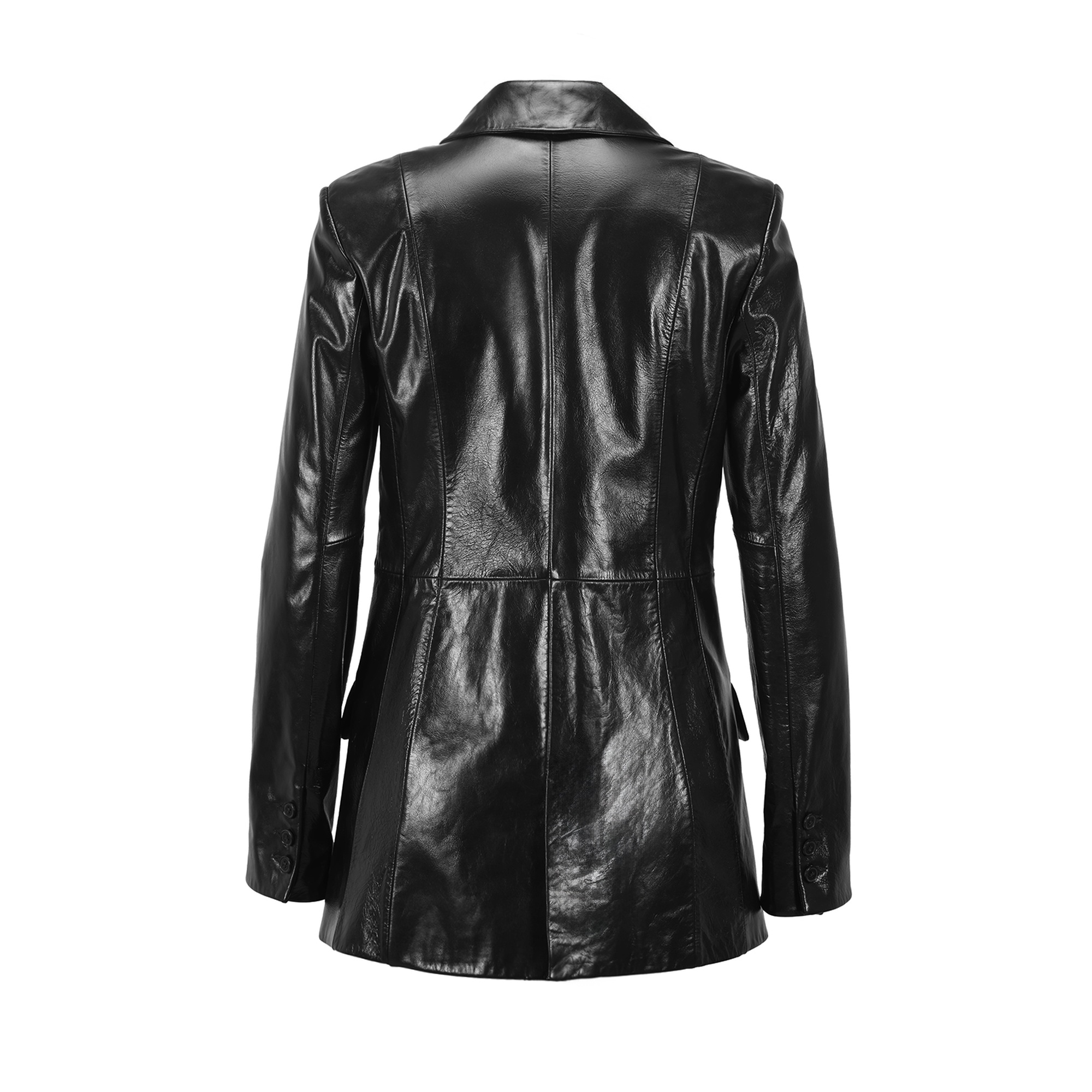 Minira Siyah Deri Blazer Ceket