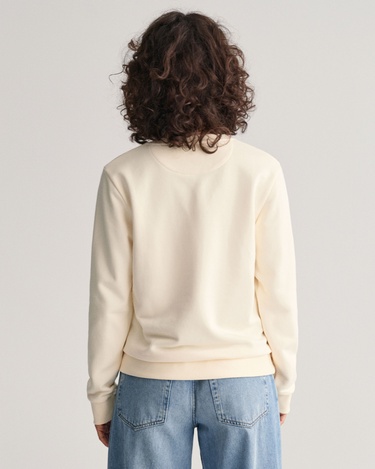  GANT Kadın Bej Regular Fit Bisiklet Yaka Logolu Sweatshirt