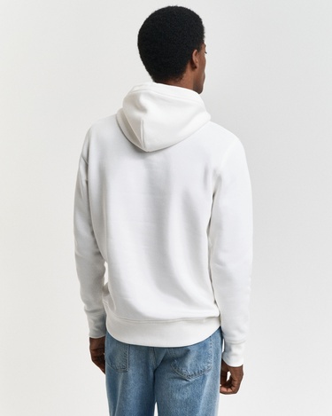  GANT Erkek Beyaz Regular Fit Kapüşonlu Logolu Sweatshirt