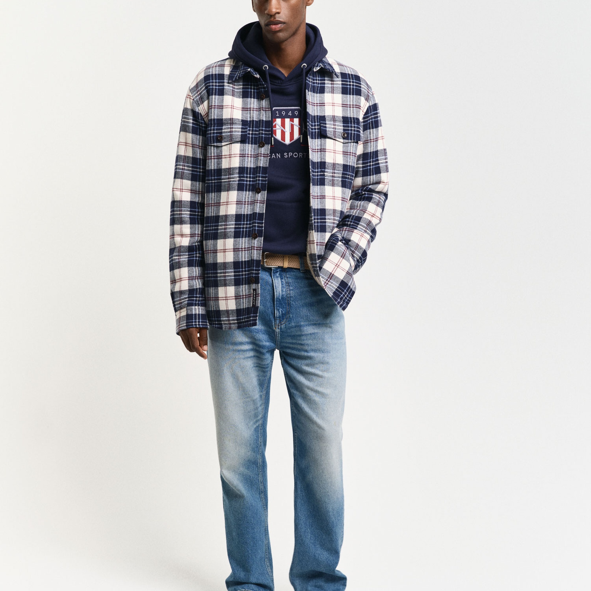 GANT Erkek Lacivert Regular Fit Kapüşonlu Logolu Sweatshirt