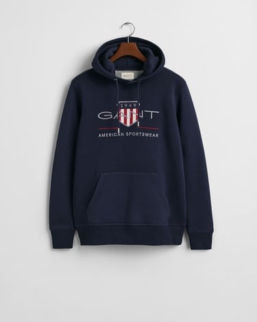  GANT Erkek Lacivert Regular Fit Kapüşonlu Logolu Sweatshirt