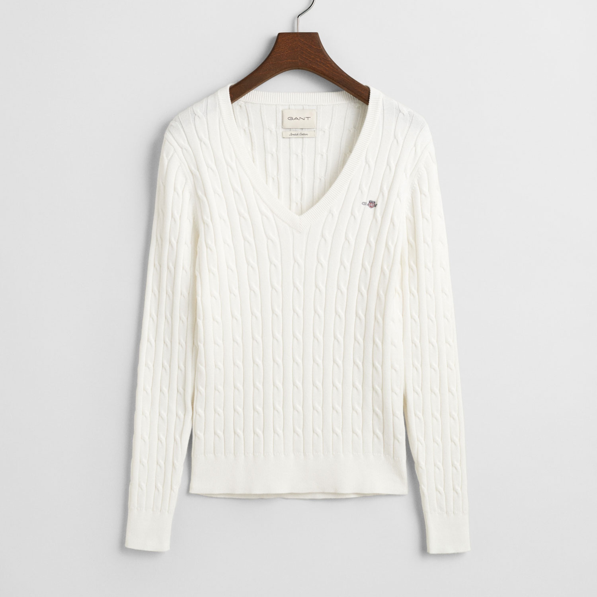 GANT Kadın Krem V Yaka Örgü Kazak