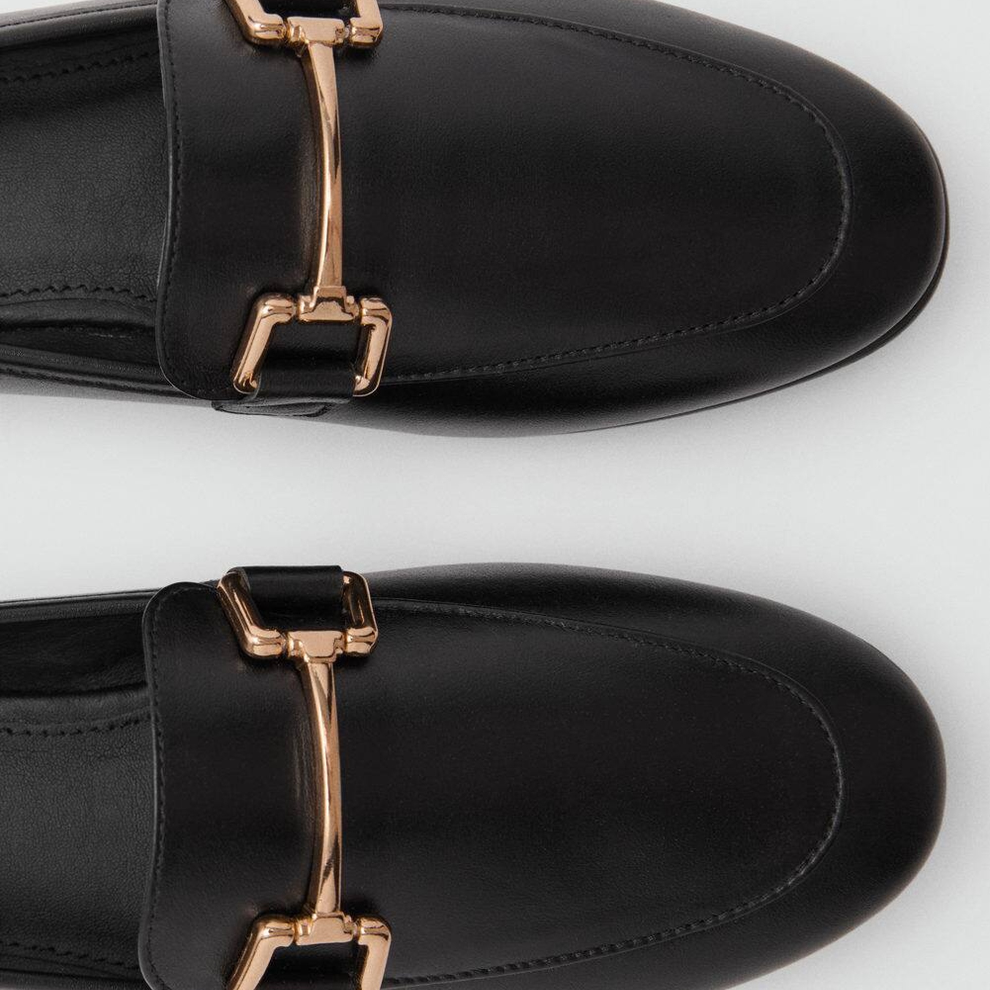 Mango Kadın Metalik Detaylı Deri Mokasen Siyah