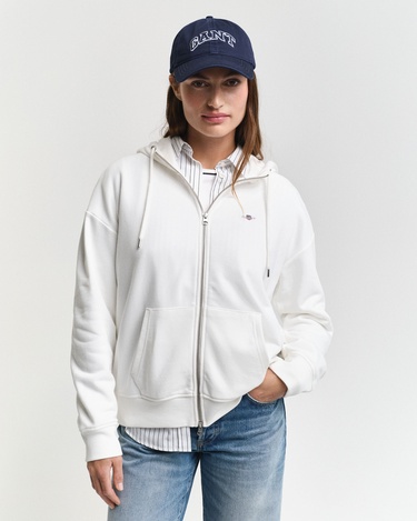  GANT Kadın Beyaz Relaxed Fit Kapüşonlu Sweatshirt