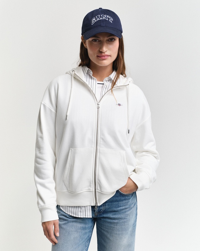  GANT Kadın Beyaz Relaxed Fit Kapüşonlu Sweatshirt