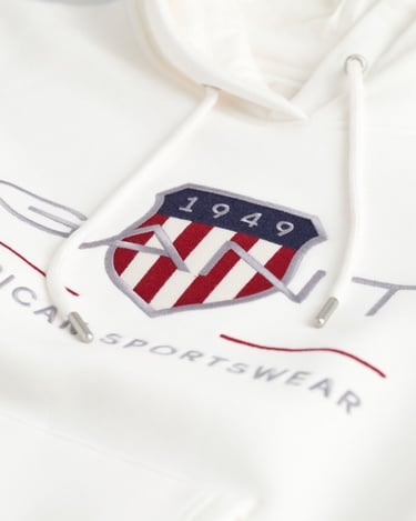  GANT Kadın Krem Relaxed Fit Kapüşonlu Logolu Sweatshirt