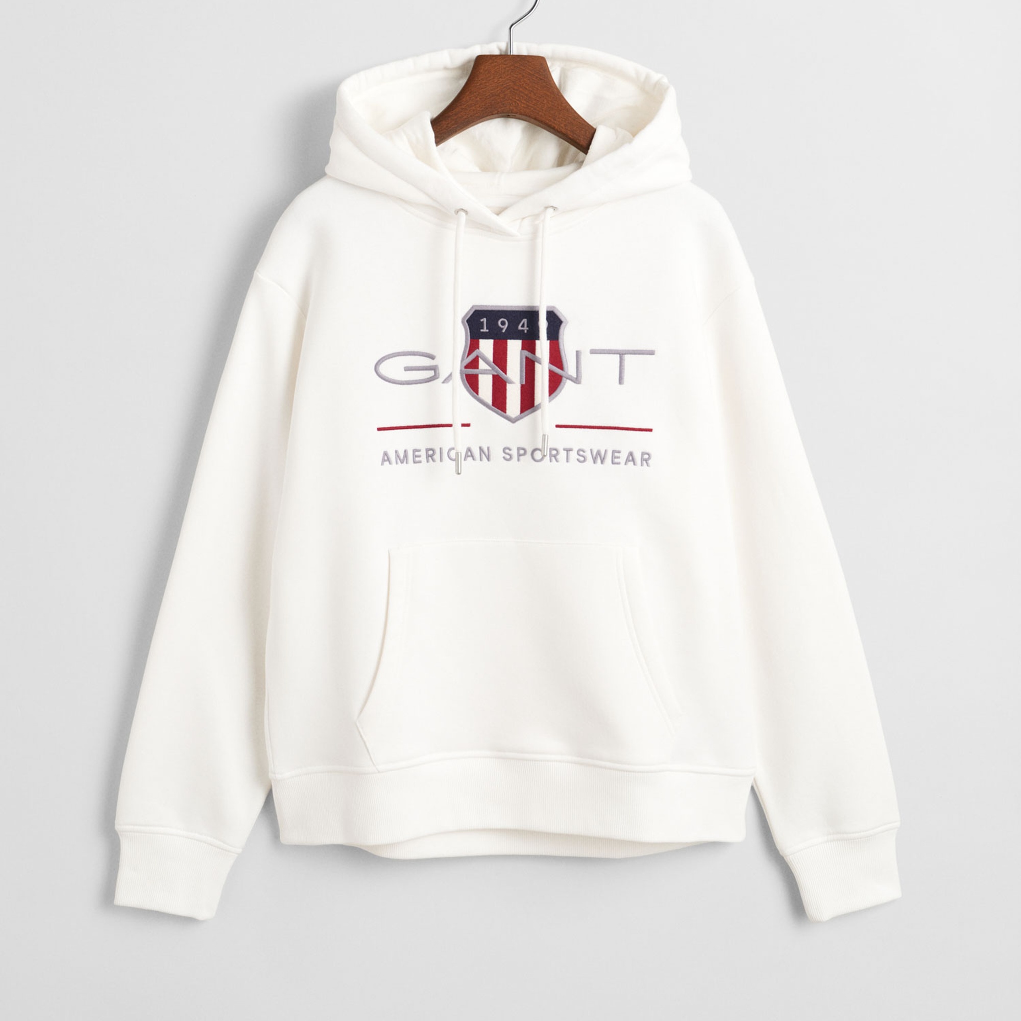 GANT Kadın Krem Relaxed Fit Kapüşonlu Logolu Sweatshirt