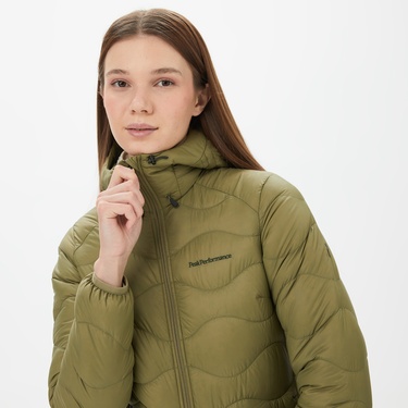  Peak Performance Helium Down Hood Kadın Yeşil Outdoor Mont