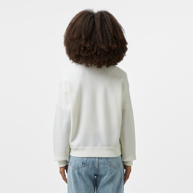  Kadın Relaxed Fit Polo Yaka Yün Beyaz Triko