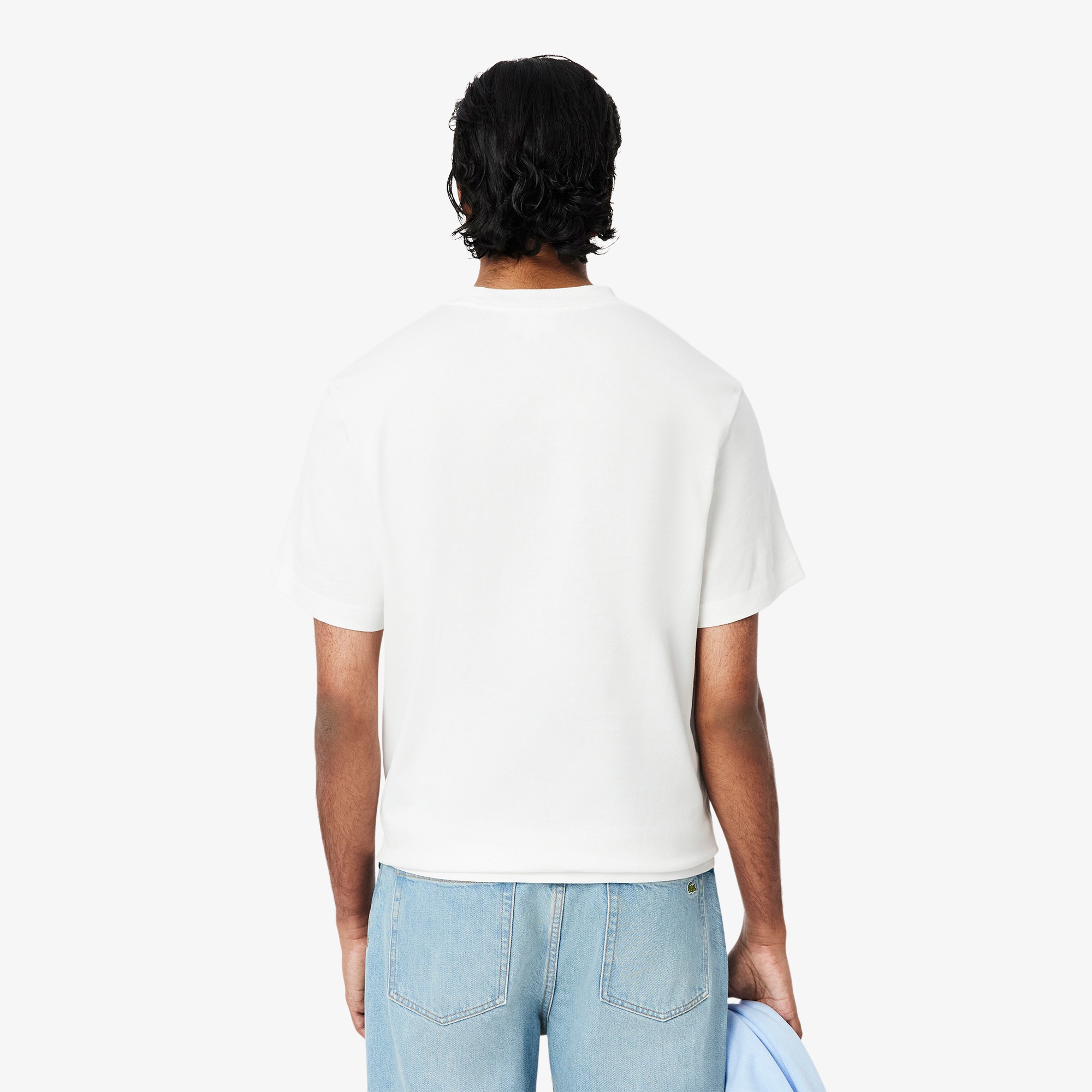 Erkek Classic Fit Bisiklet Yaka Baskılı Beyaz T-Shirt