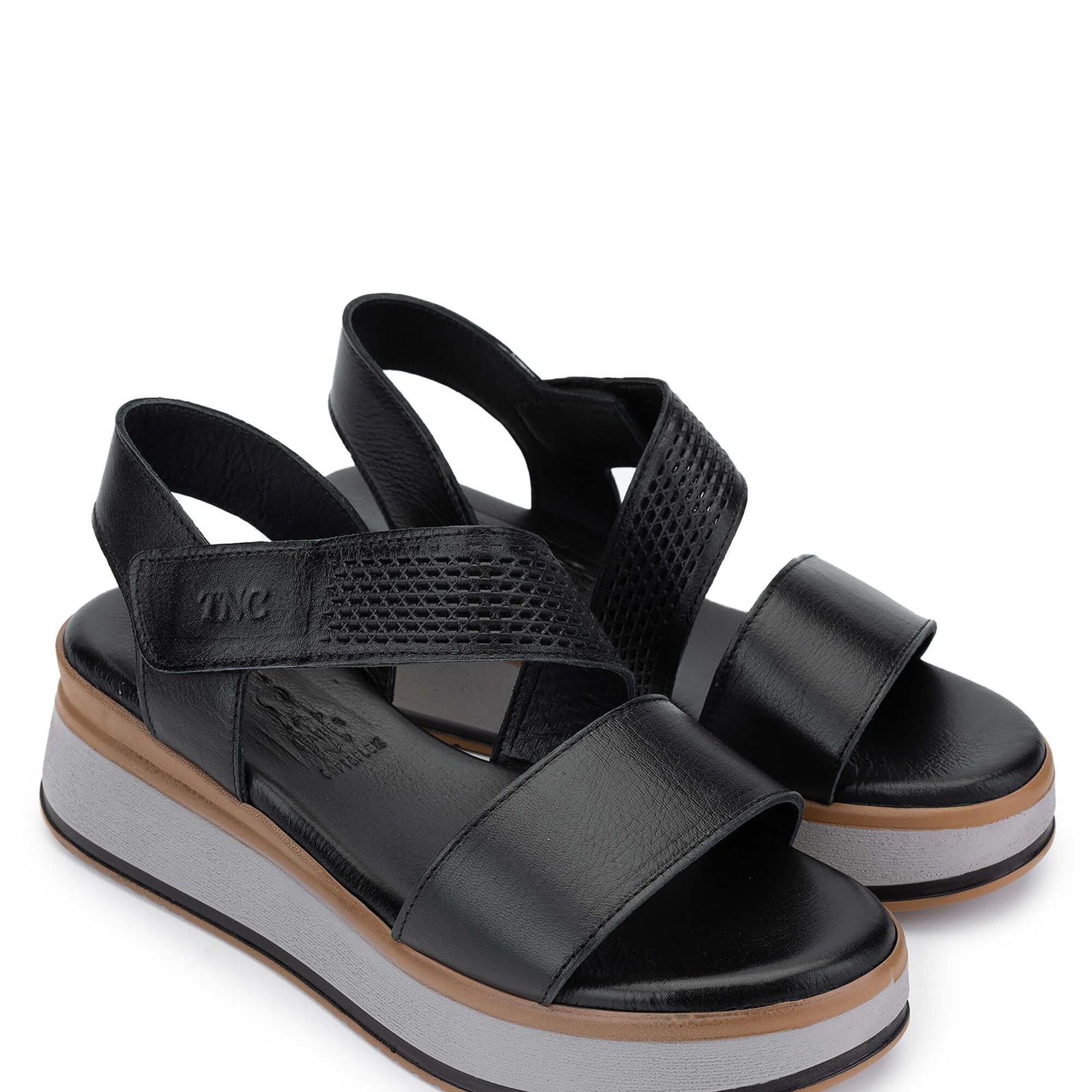 Tamer Tanca Kadın Hakiki Deri Siyah Topuklu Sandalet