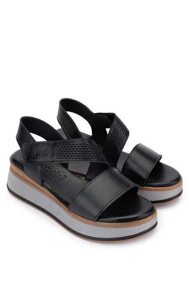  Tamer Tanca Kadın Hakiki Deri Siyah Topuklu Sandalet