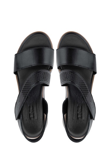  Tamer Tanca Kadın Hakiki Deri Siyah Topuklu Sandalet