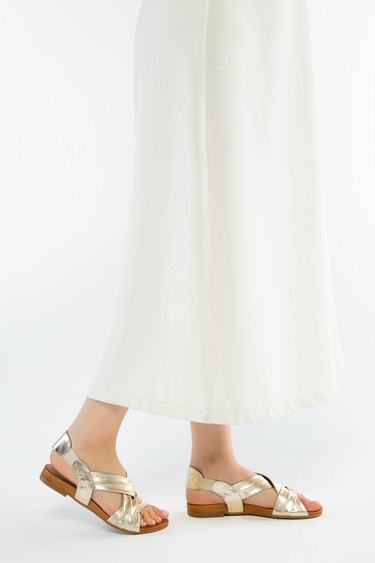  Tamer Tanca Kadın Hakiki Deri Sarı Düz Sandalet