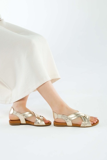  Tamer Tanca Kadın Hakiki Deri Sarı Düz Sandalet