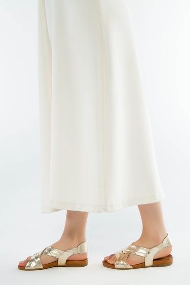  Tamer Tanca Kadın Hakiki Deri Sarı Düz Sandalet