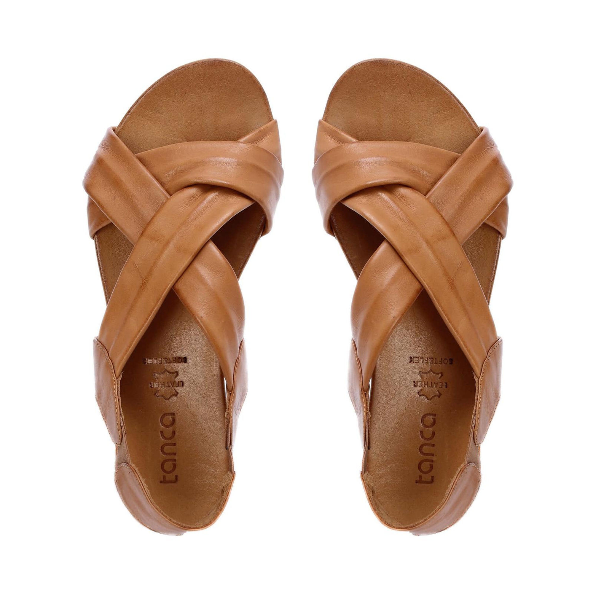 Tamer Tanca Kadın Hakiki Deri Taba Düz Sandalet