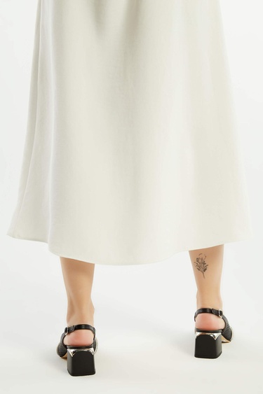  Tamer Tanca Kadın Hakiki Deri Siyah Deri Topuklu Sandalet