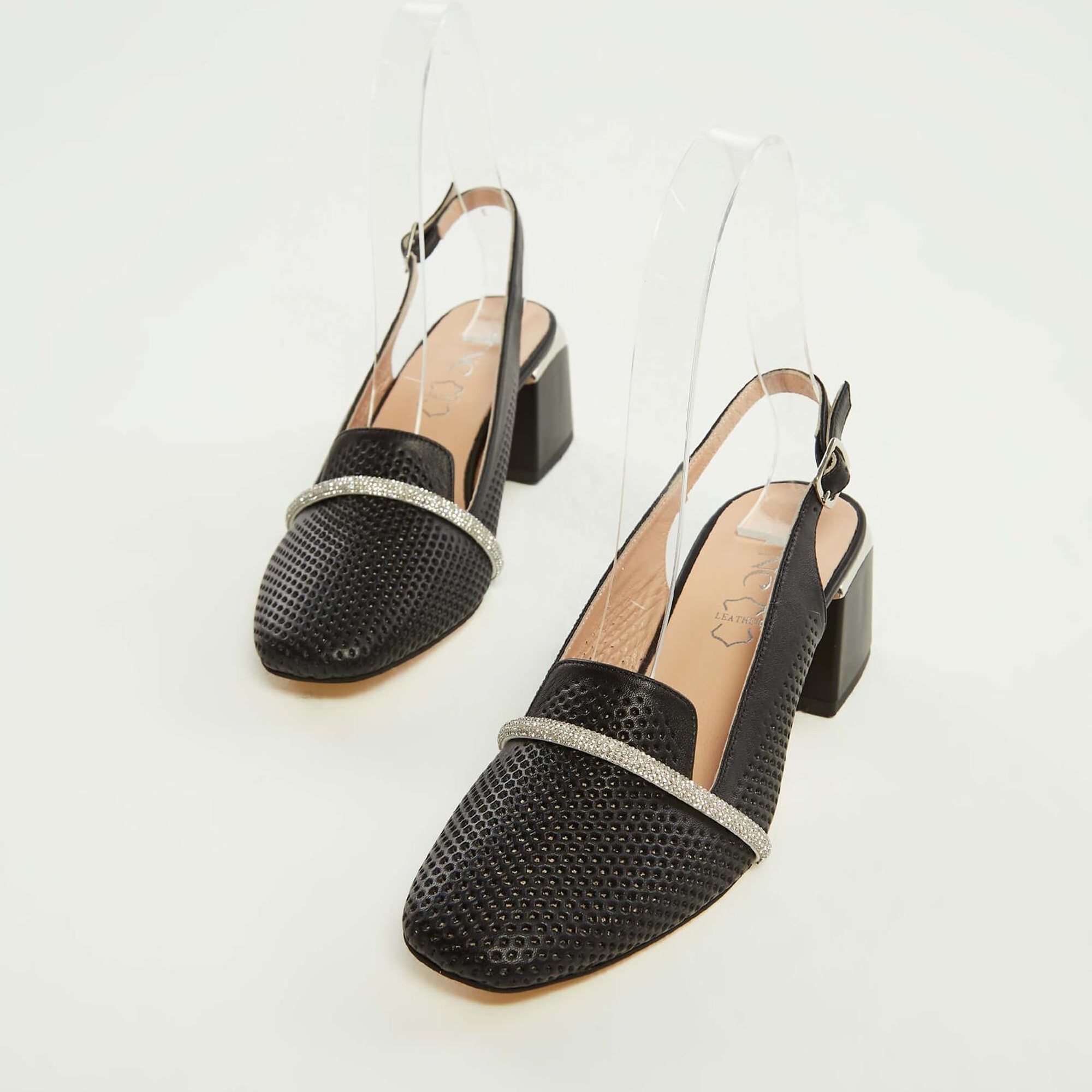 Tamer Tanca Kadın Hakiki Deri Siyah Deri Topuklu Sandalet